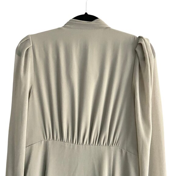 Aritzia Wilfred Mambo Dress Midi Victorian Button Down Tie US 8 Sage Green - Picture 12 of 15